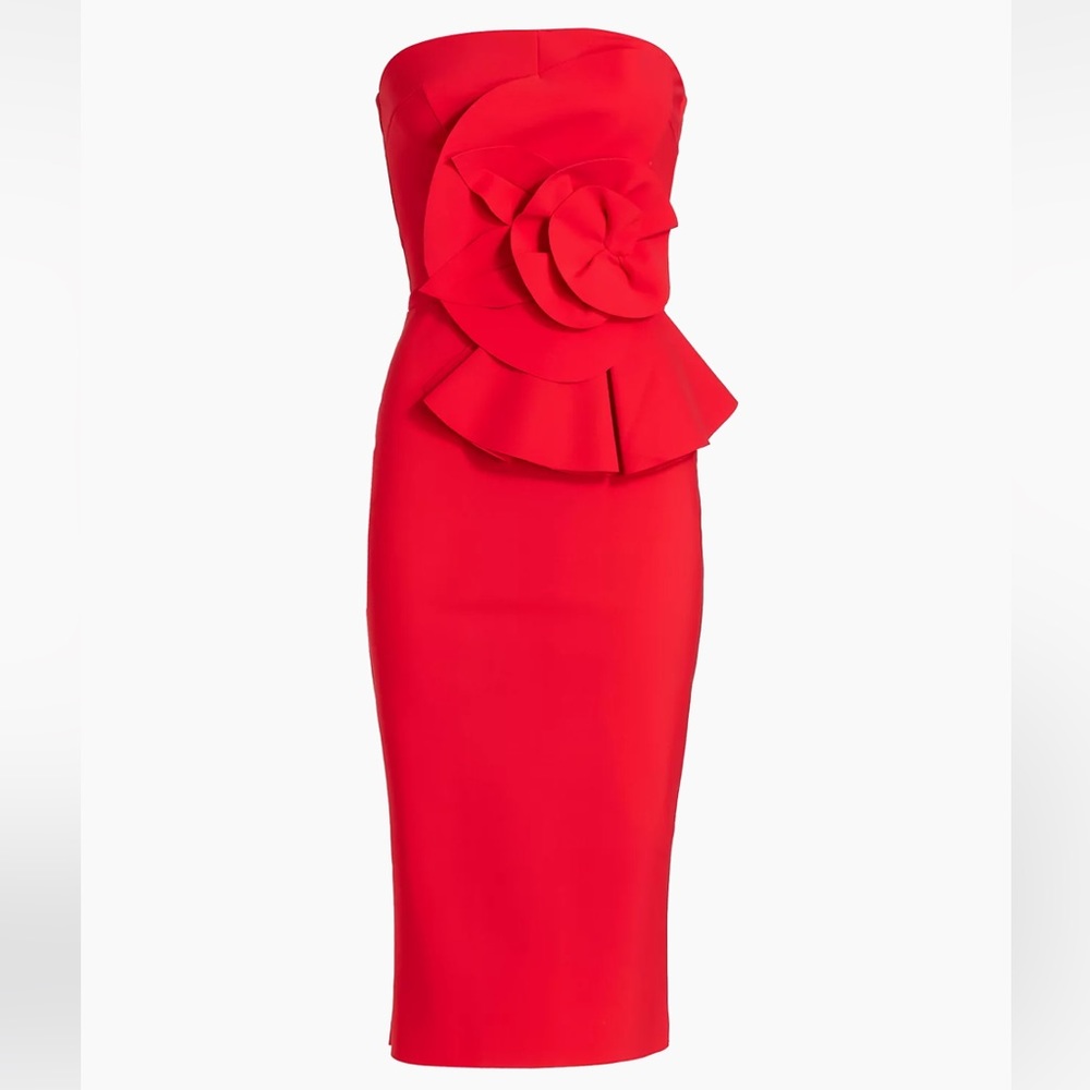 Chiara Boni red strapless midi dress, nwt, size 18